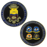 showing both sides of enamel 390th bomb group challenge coin 