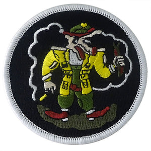 jacket patch 571st squadron wolf holding cigar and bomb