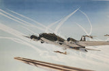 postcard showing B-17's and contrails