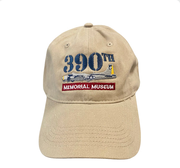 390th Memorial Museum Ball Cap (Khaki & Black & Red)